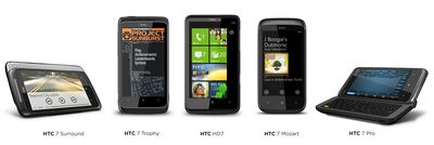 Всем смартфонам HTC с операционной системой Windows Phone 7 присвоены названия, начинающиеся с HTC 7