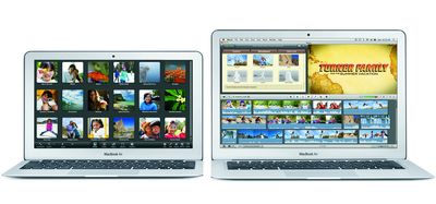 Компьютеры MacBook Air имеют два типоразмера; наряду с конфигурацией с диагональю экрана 13,3 дюйма выпущены совершенно новые модели с диагональю 11,6 дюйма. Фото: Apple.